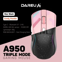 Chuột không dây Gaming DAREU A950 TRIPLE MODE BLACK / PINK 17 18736