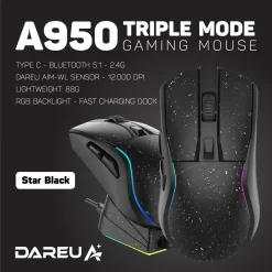 Chuột không dây Gaming DAREU A950 TRIPLE MODE BLACK / PINK 11 18737