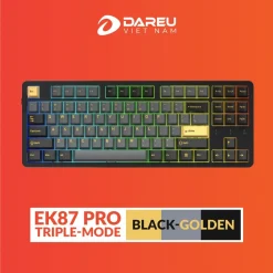 Bàn phím cơ DareU EK87 Pro | Black Golden | Cloud switch | Triple Mode