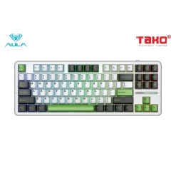BÀN PHÍM CƠ GAMING AULA F87 3 MODE Grey Wood Switch 10 aula f87 ban phim co gaming 3 mo