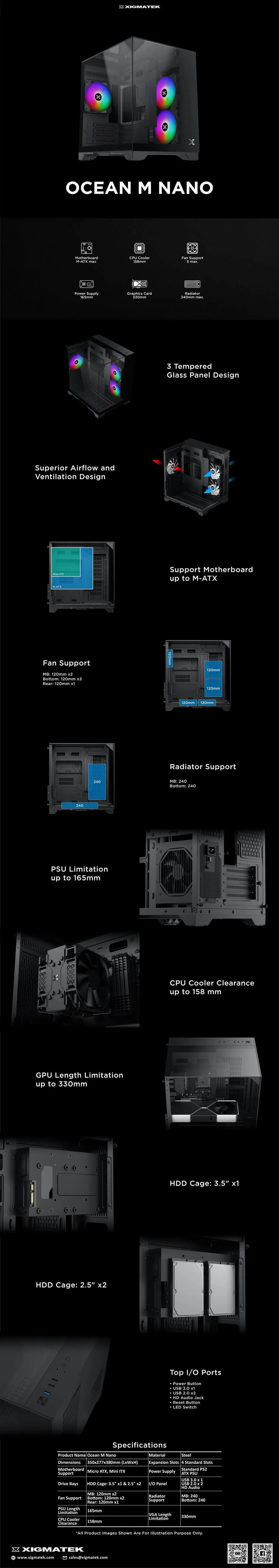Vỏ Case Xigmatek Ocean M Nano Black | M-ATX 9 ocean m nano edm