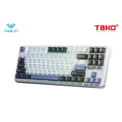 BÀN PHÍM CƠ GAMING AULA F87 3 MODE Grey Wood Switch 7 qq