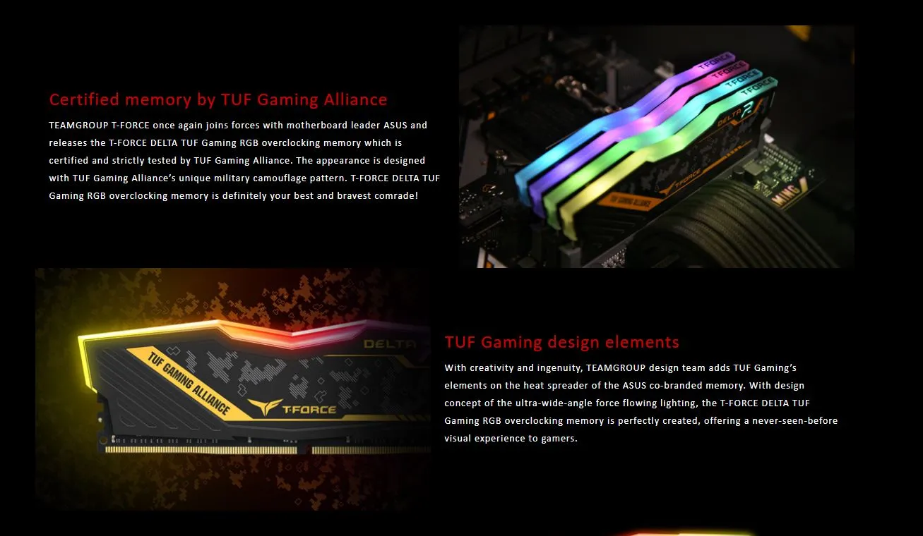 RAM TEAMGROUP T-FORCE TUF GAMING 8GB RGB 3200 6 ramdesktopteamt forcedeltatufgamingalliance 11