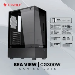 VỎ CASE GAMING T-WOLF SEA VIEW CG300 | ATX | No Fan 3 twolf gaming case cg300b